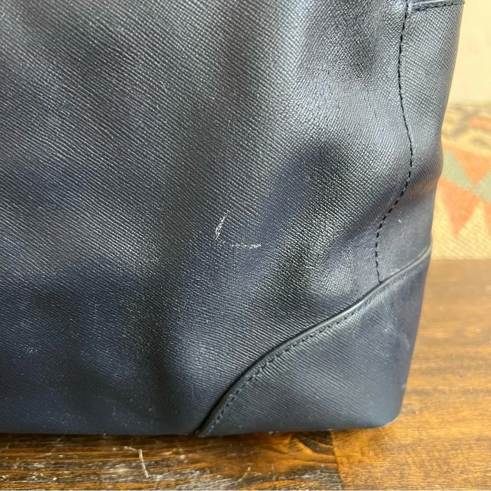 Tory Burch $698 Robinson Bowley Satchel Navy Saffiano Leather (No Long Strap)